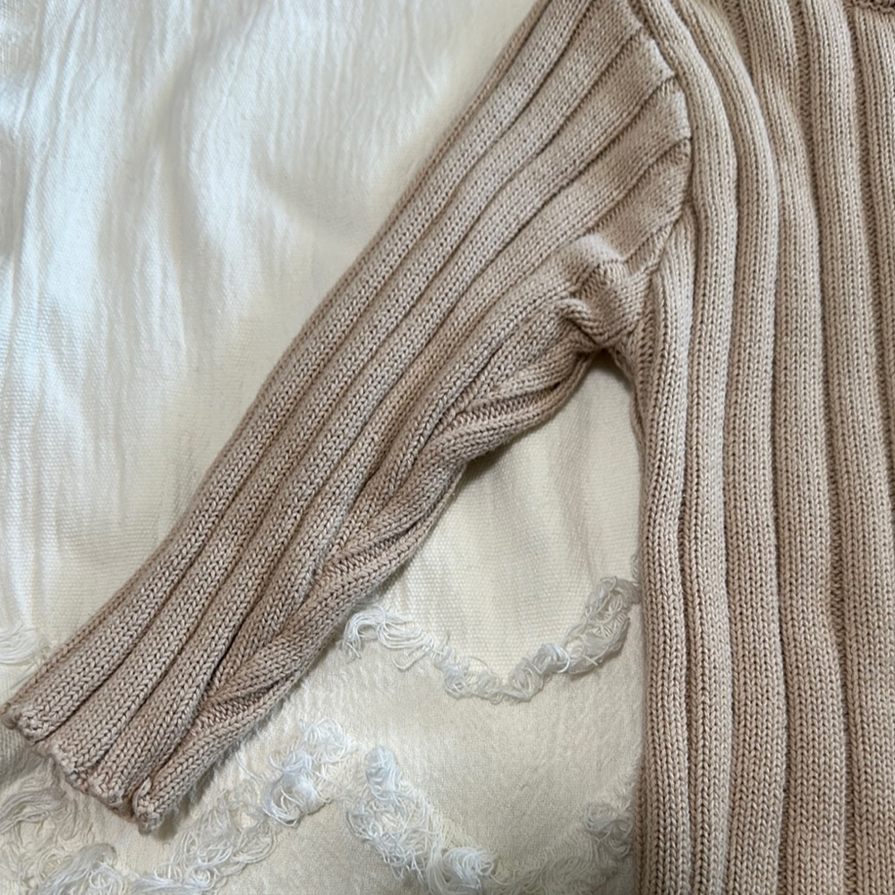 Beige Ribbed Knit Sweater - Picture 4 of 11